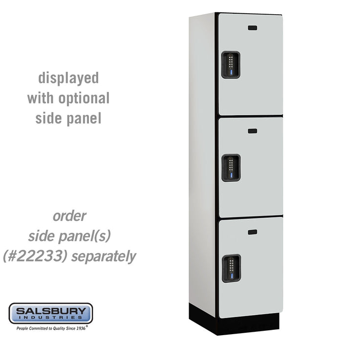 Salsbury 18" Wide Triple Tier Designer Wood Locker - 1 Wide - 6 Feet High - 18 Inches Deep - Gray - Black Electronic Locks - Sweatfully
