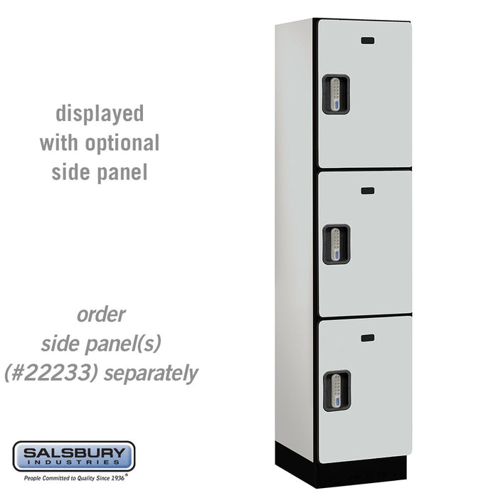 Salsbury 18" Wide Triple Tier Designer Wood Locker - 1 Wide - 6 Feet High - 18 Inches Deep - Gray - Silver Electronic Locks - Sweatfully