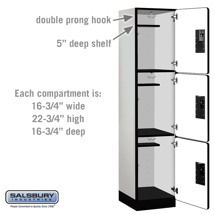 Salsbury 18" Wide Triple Tier Designer Wood Locker - 1 Wide - 6 Feet High - 18 Inches Deep - Gray - Hasps - Sweatfully
