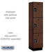 Salsbury 18" Wide Triple Tier Designer Wood Locker - 1 Wide - 6 Feet High - 18 Inches Deep - Mahogany - Black Electronic Locks - Sweatfully