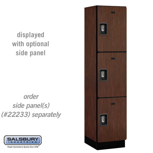 Salsbury 18" Wide Triple Tier Designer Wood Locker - 1 Wide - 6 Feet High - 18 Inches Deep - Mahogany - Silver Resettable Combination Locks - Sweatfully