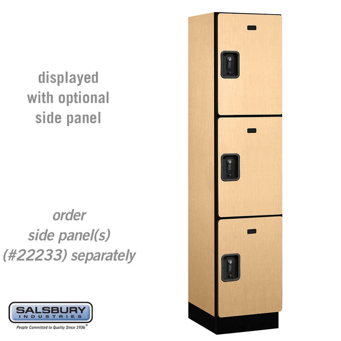 Salsbury 18" Wide Triple Tier Designer Wood Locker - 1 Wide - 6 Feet High - 18 Inches Deep - Maple - Black Resettable Combination Locks - Sweatfully