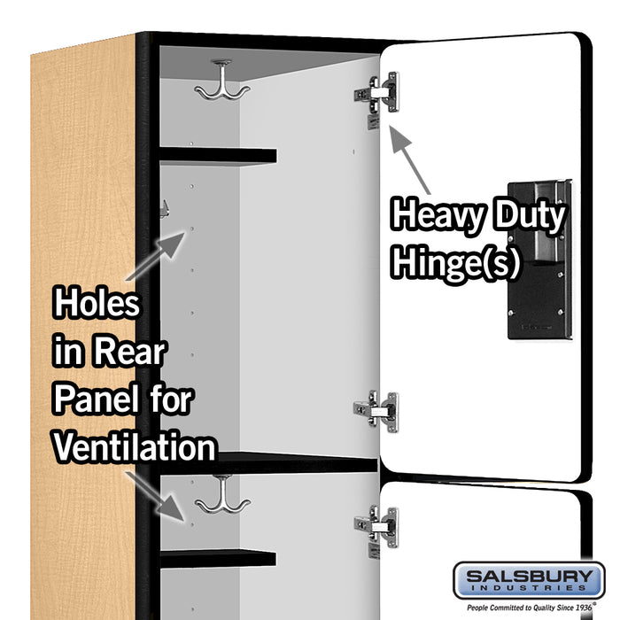 Salsbury 18" Wide Triple Tier Designer Wood Locker - 1 Wide - 6 Feet High - 18 Inches Deep - Maple - Hasps - Sweatfully