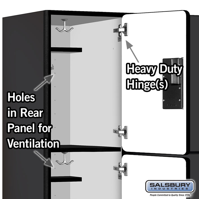 Salsbury 18" Wide Triple Tier Designer Wood Locker - 3 Wide - 6 Feet High - 21 Inches Deep - Black - Hasps - Sweatfully