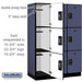 Salsbury 18" Wide Triple Tier Designer Wood Locker - 3 Wide - 6 Feet High - 21 Inches Deep - Blue - Black Resettable Combination Locks - Sweatfully