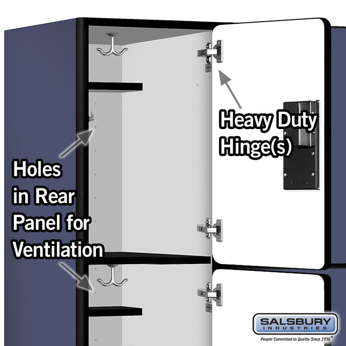Salsbury 18" Wide Triple Tier Designer Wood Locker - 3 Wide - 6 Feet High - 21 Inches Deep - Blue - Hasps - Sweatfully
