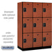 Salsbury 18" Wide Triple Tier Designer Wood Locker - 3 Wide - 6 Feet High - 21 Inches Deep - Cherry - Black Resettable Combination Locks - Sweatfully