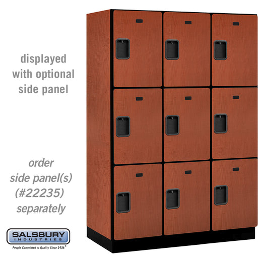 Salsbury 18" Wide Triple Tier Designer Wood Locker - 3 Wide - 6 Feet High - 21 Inches Deep - Cherry - Hasps - Sweatfully