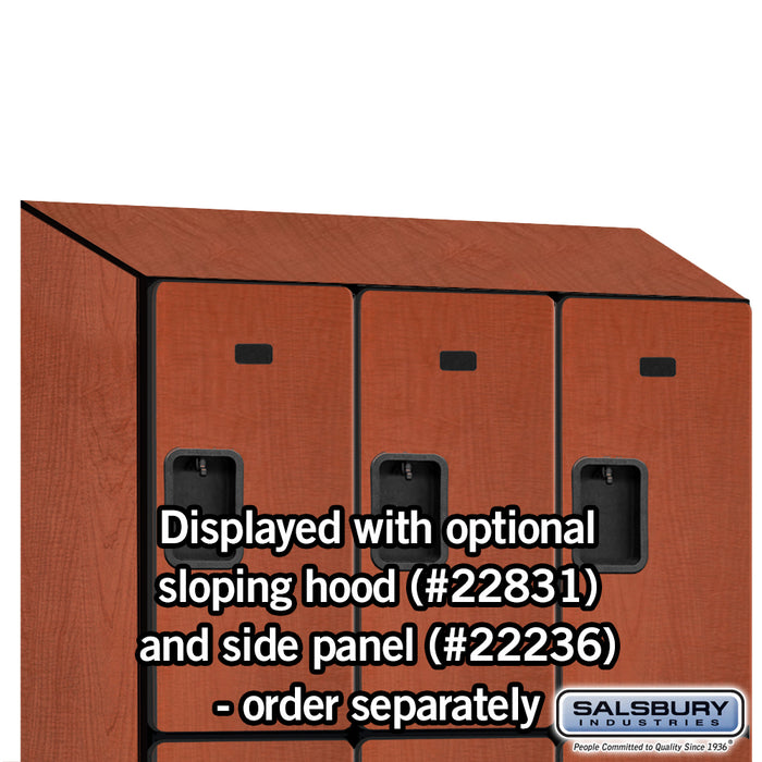 Salsbury 18" Wide Triple Tier Designer Wood Locker - 3 Wide - 6 Feet High - 21 Inches Deep - Cherry - Hasps - Sweatfully