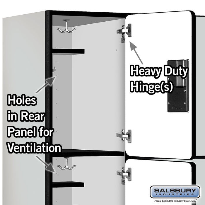 Salsbury 18" Wide Triple Tier Designer Wood Locker - 3 Wide - 6 Feet High - 21 Inches Deep - Gray - Hasps - Sweatfully