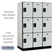 Salsbury 18" Wide Triple Tier Designer Wood Locker - 3 Wide - 6 Feet High - 21 Inches Deep - Gray - Hasps - Sweatfully