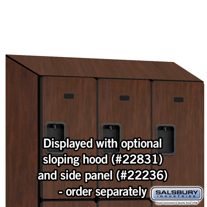 Salsbury 18" Wide Triple Tier Designer Wood Locker - 3 Wide - 6 Feet High - 21 Inches Deep - Mahogany - Hasps - Sweatfully