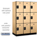 Salsbury 18" Wide Triple Tier Designer Wood Locker - 3 Wide - 6 Feet High - 21 Inches Deep - Maple - Black Resettable Combination Locks - Sweatfully