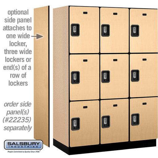 Salsbury 18" Wide Triple Tier Designer Wood Locker - 3 Wide - 6 Feet High - 21 Inches Deep - Maple - Silver Resettable Combination Locks - Sweatfully
