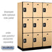 Salsbury 18" Wide Triple Tier Designer Wood Locker - 3 Wide - 6 Feet High - 21 Inches Deep - Maple - Silver Resettable Combination Locks - Sweatfully