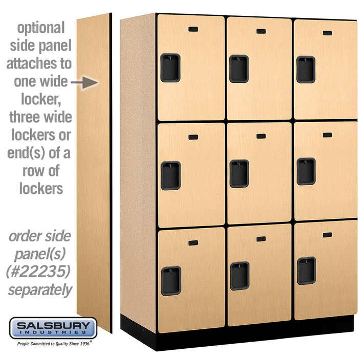 Salsbury 18" Wide Triple Tier Designer Wood Locker - 3 Wide - 6 Feet High - 21 Inches Deep - Maple - Hasps - Sweatfully