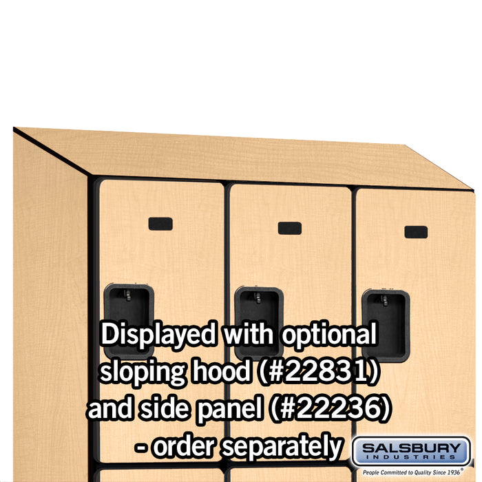 Salsbury 18" Wide Triple Tier Designer Wood Locker - 3 Wide - 6 Feet High - 21 Inches Deep - Maple - Hasps - Sweatfully