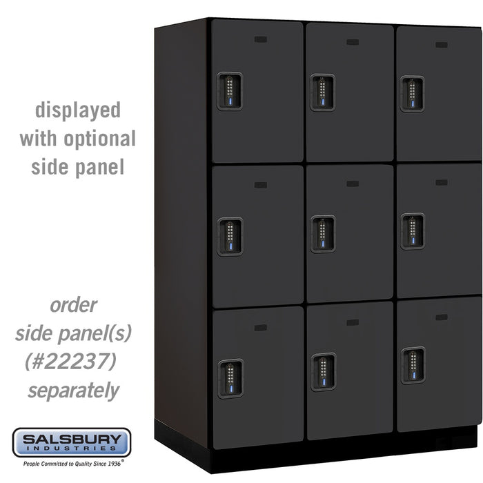 Salsbury 18" Wide Triple Tier Designer Wood Locker - 3 Wide - 6 Feet High - 24 Inches Deep - Black - Black Electronic Locks - Sweatfully