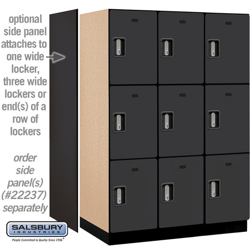 Salsbury 18" Wide Triple Tier Designer Wood Locker - 3 Wide - 6 Feet High - 24 Inches Deep - Black - Silver Electronic Locks - Sweatfully