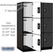 Salsbury 18" Wide Triple Tier Designer Wood Locker - 3 Wide - 6 Feet High - 24 Inches Deep - Black - Silver Resettable Combination Locks - Sweatfully