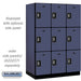 Salsbury 18" Wide Triple Tier Designer Wood Locker - 3 Wide - 6 Feet High - 24 Inches Deep - Blue - Silver Resettable Combination Locks - Sweatfully
