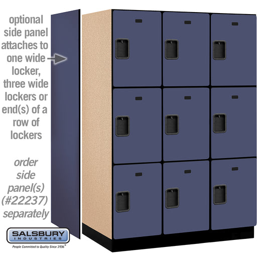 Salsbury 18" Wide Triple Tier Designer Wood Locker - 3 Wide - 6 Feet High - 24 Inches Deep - Blue - Hasps - Sweatfully