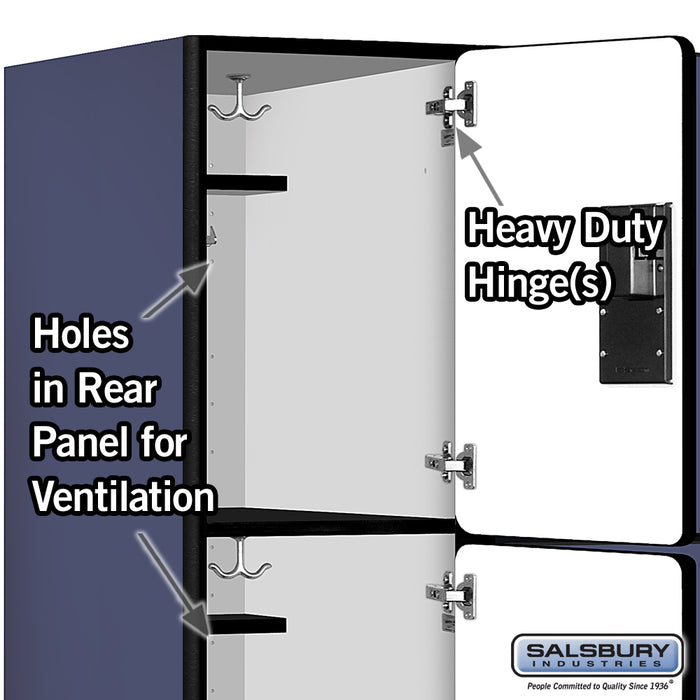 Salsbury 18" Wide Triple Tier Designer Wood Locker - 3 Wide - 6 Feet High - 24 Inches Deep - Blue - Hasps - Sweatfully