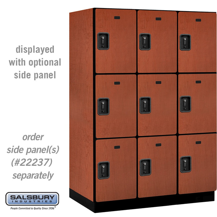 Salsbury 18" Wide Triple Tier Designer Wood Locker - 3 Wide - 6 Feet High - 24 Inches Deep - Cherry - Black Resettable Combination Locks - Sweatfully