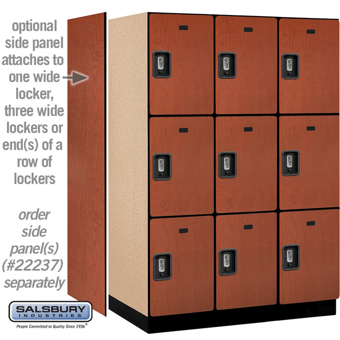 Salsbury 18" Wide Triple Tier Designer Wood Locker - 3 Wide - 6 Feet High - 24 Inches Deep - Cherry - Silver Resettable Combination Locks - Sweatfully