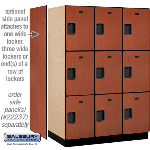 Salsbury 18" Wide Triple Tier Designer Wood Locker - 3 Wide - 6 Feet High - 24 Inches Deep - Cherry - Hasps - Sweatfully