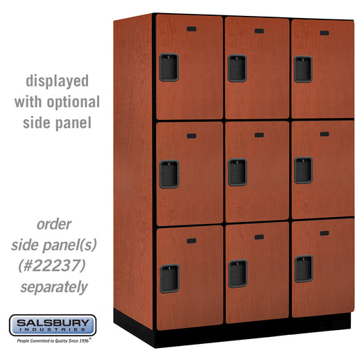 Salsbury 18" Wide Triple Tier Designer Wood Locker - 3 Wide - 6 Feet High - 24 Inches Deep - Cherry - Hasps - Sweatfully