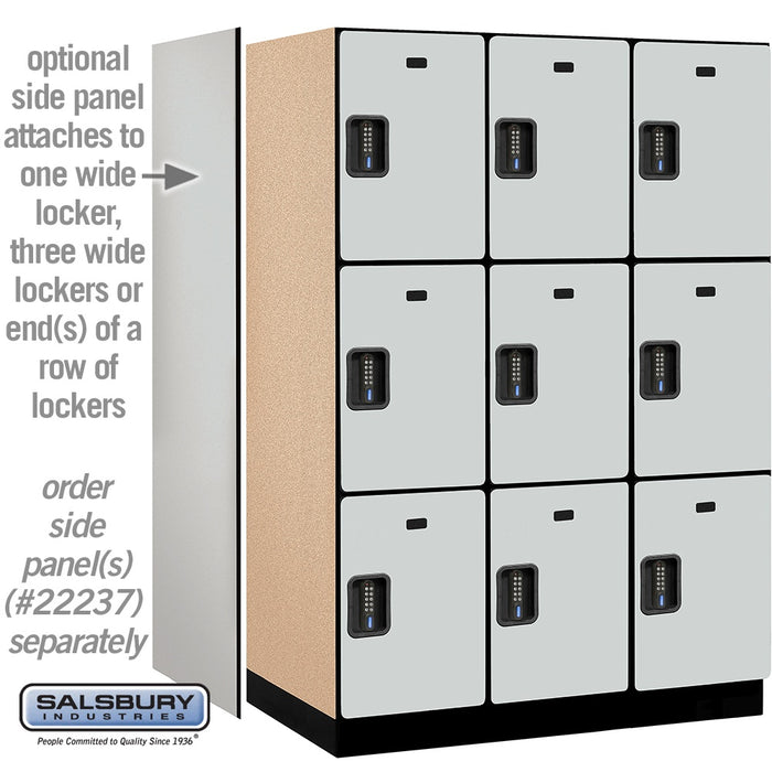 Salsbury 18" Wide Triple Tier Designer Wood Locker - 3 Wide - 6 Feet High - 24 Inches Deep - Gray - Black Electronic Locks - Sweatfully