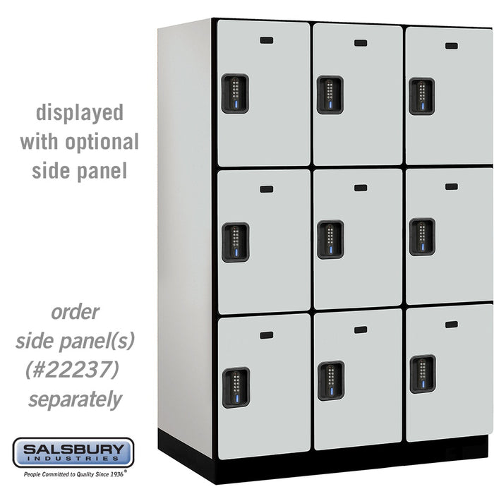 Salsbury 18" Wide Triple Tier Designer Wood Locker - 3 Wide - 6 Feet High - 24 Inches Deep - Gray - Black Electronic Locks - Sweatfully