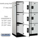 Salsbury 18" Wide Triple Tier Designer Wood Locker - 3 Wide - 6 Feet High - 24 Inches Deep - Gray - Black Resettable Combination Locks - Sweatfully