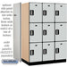 Salsbury 18" Wide Triple Tier Designer Wood Locker - 3 Wide - 6 Feet High - 24 Inches Deep - Gray - Silver Electronic Locks - Sweatfully