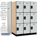 Salsbury 18" Wide Triple Tier Designer Wood Locker - 3 Wide - 6 Feet High - 24 Inches Deep - Gray - Hasps - Sweatfully