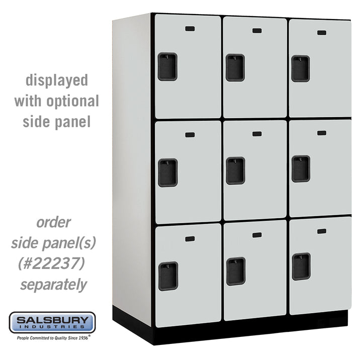 Salsbury 18" Wide Triple Tier Designer Wood Locker - 3 Wide - 6 Feet High - 24 Inches Deep - Gray - Hasps - Sweatfully