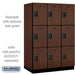Salsbury 18" Wide Triple Tier Designer Wood Locker - 3 Wide - 6 Feet High - 24 Inches Deep - Mahogany - Black Resettable Combination Locks - Sweatfully