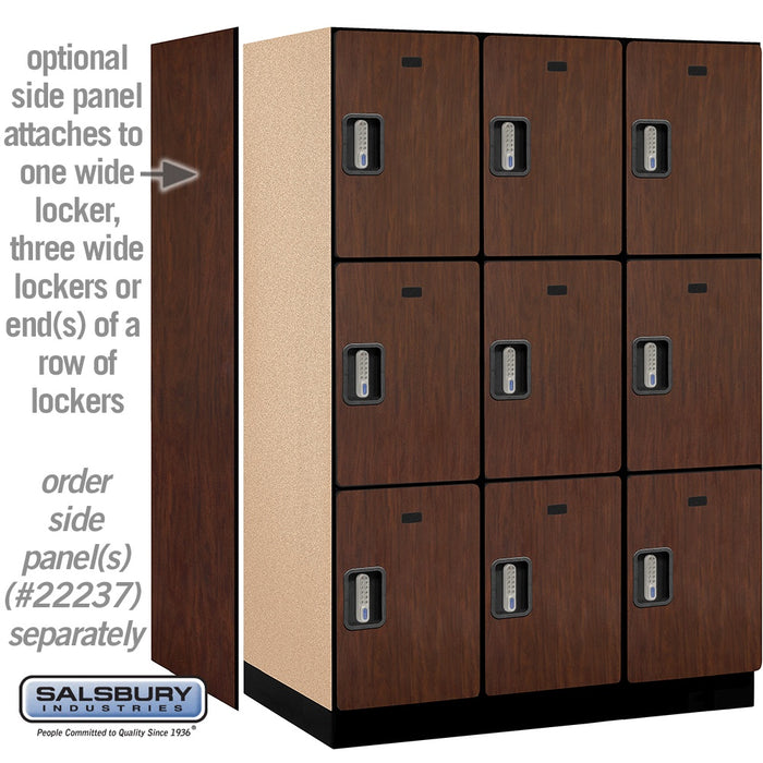 Salsbury 18" Wide Triple Tier Designer Wood Locker - 3 Wide - 6 Feet High - 24 Inches Deep - Mahogany - Silver Electronic Locks - Sweatfully