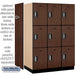 Salsbury 18" Wide Triple Tier Designer Wood Locker - 3 Wide - 6 Feet High - 24 Inches Deep - Mahogany - Silver Electronic Locks - Sweatfully