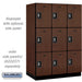 Salsbury 18" Wide Triple Tier Designer Wood Locker - 3 Wide - 6 Feet High - 24 Inches Deep - Mahogany - Silver Resettable Combination Locks - Sweatfully