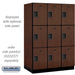 Salsbury 18" Wide Triple Tier Designer Wood Locker - 3 Wide - 6 Feet High - 24 Inches Deep - Mahogany - Hasps - Sweatfully