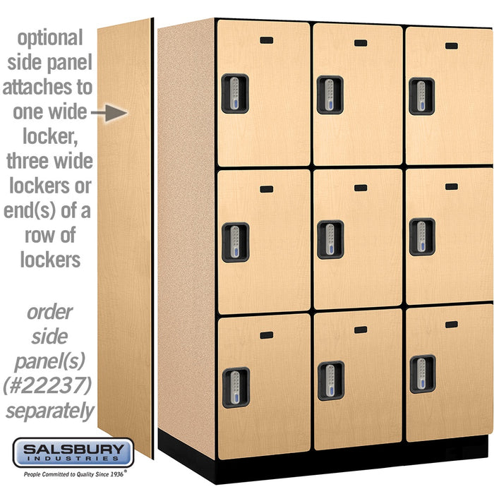 Salsbury 18" Wide Triple Tier Designer Wood Locker - 3 Wide - 6 Feet High - 24 Inches Deep - Maple - Silver Electronic Locks - Sweatfully