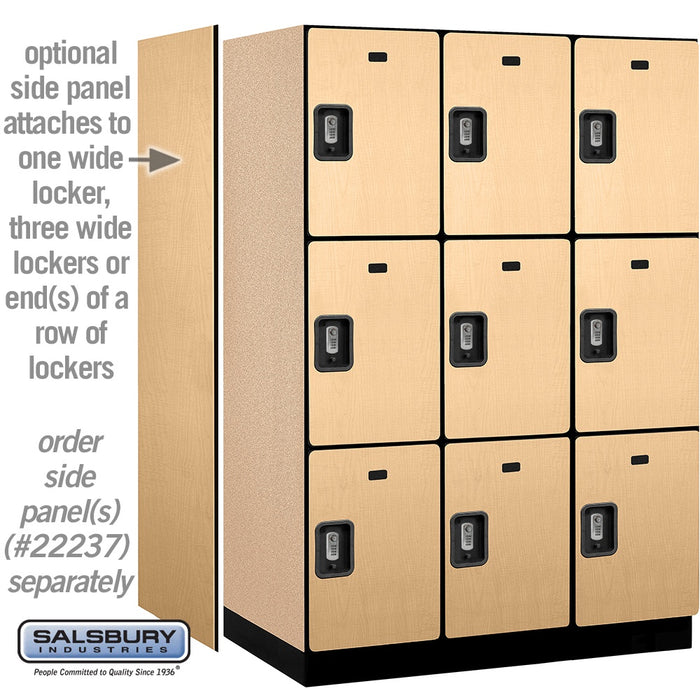 Salsbury 18" Wide Triple Tier Designer Wood Locker - 3 Wide - 6 Feet High - 24 Inches Deep - Maple - Silver Resettable Combination Locks - Sweatfully