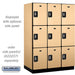 Salsbury 18" Wide Triple Tier Designer Wood Locker - 3 Wide - 6 Feet High - 24 Inches Deep - Maple - Silver Resettable Combination Locks - Sweatfully