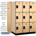 Salsbury 18" Wide Triple Tier Designer Wood Locker - 3 Wide - 6 Feet High - 24 Inches Deep - Maple - Hasps - Sweatfully