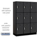 Salsbury 18" Wide Triple Tier Designer Wood Locker - 3 Wide - 6 Feet High - 18 Inches Deep - Black - Silver Electronic Locks - Sweatfully