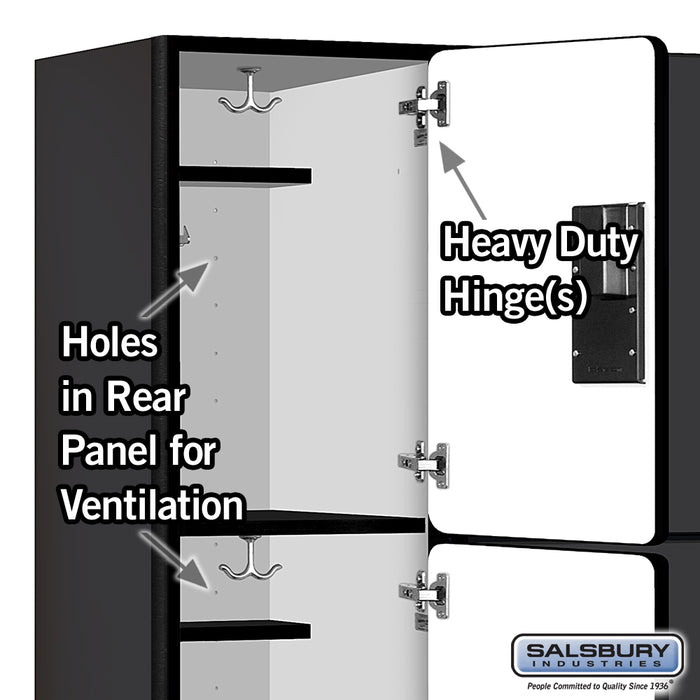 Salsbury 18" Wide Triple Tier Designer Wood Locker - 3 Wide - 6 Feet High - 18 Inches Deep - Black - Hasps - Sweatfully