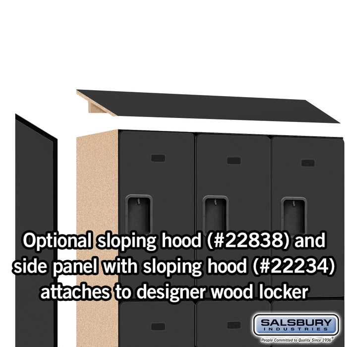 Salsbury 18" Wide Triple Tier Designer Wood Locker - 3 Wide - 6 Feet High - 18 Inches Deep - Black - Hasps - Sweatfully