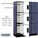 Salsbury 18" Wide Triple Tier Designer Wood Locker - 3 Wide - 6 Feet High - 18 Inches Deep - Blue - Silver Electronic Locks - Sweatfully